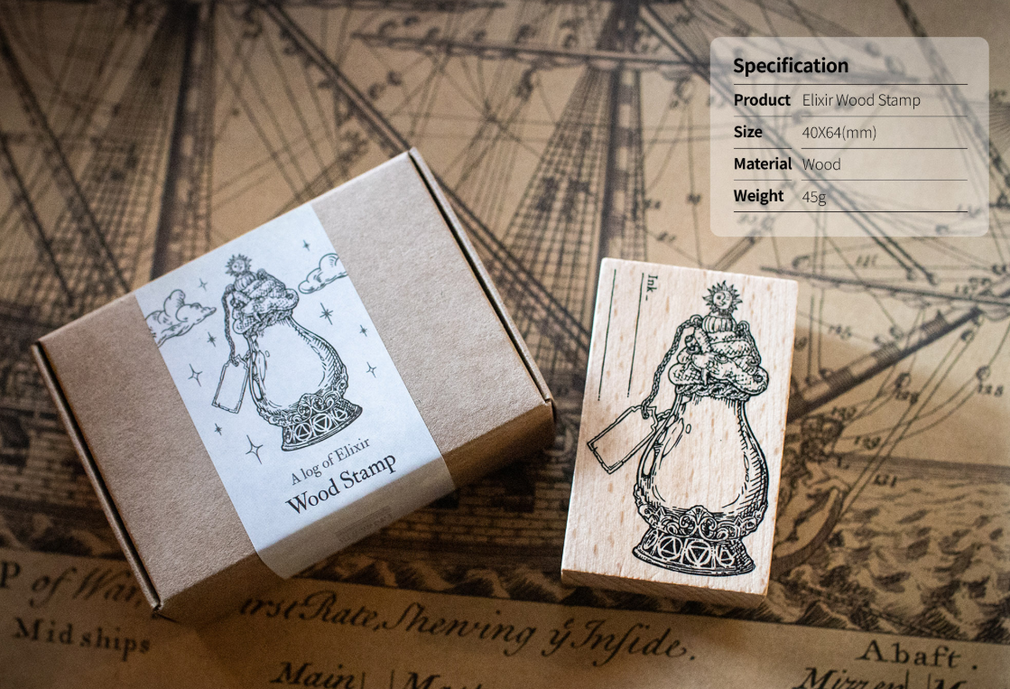 A Log of Elixir | Wood Stamp for Ink Swatching