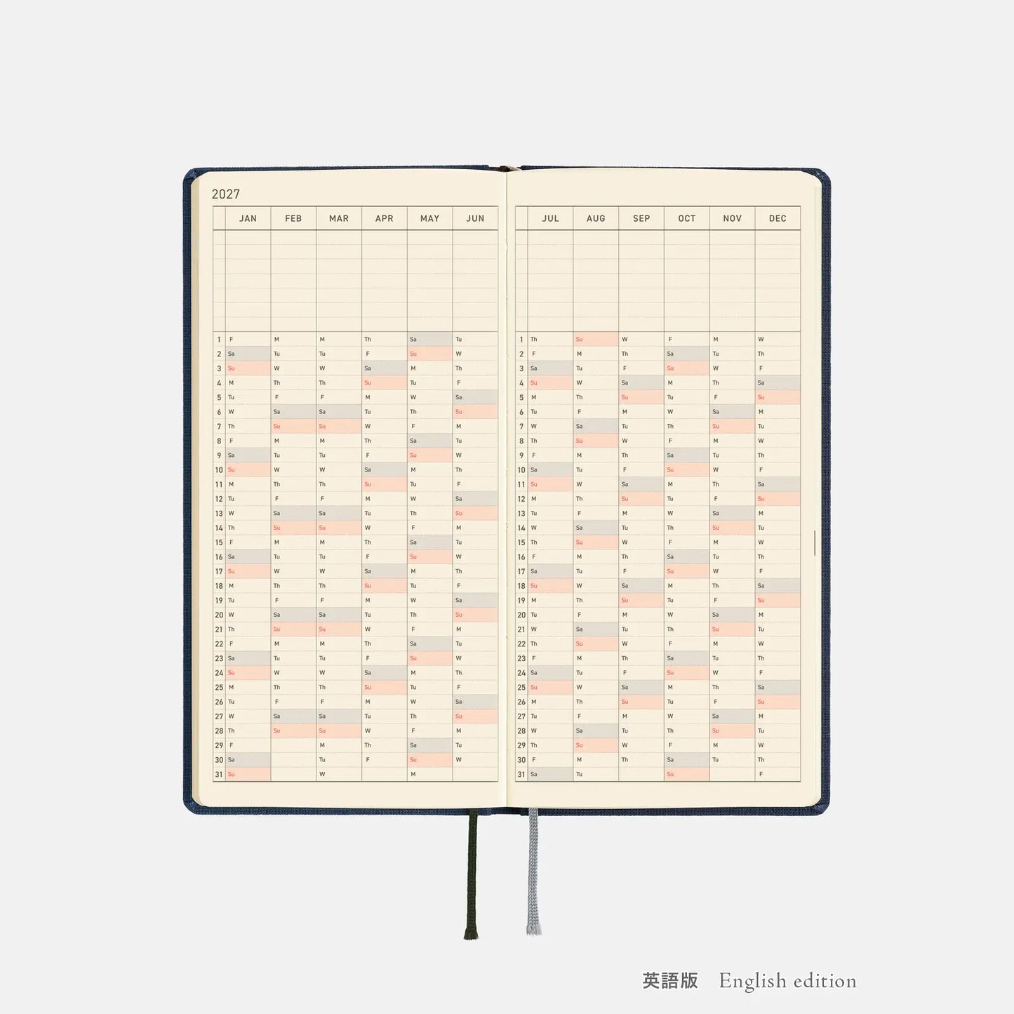 Hobonichi Techo Weeks MEGA 2027 - Midnight Blue
