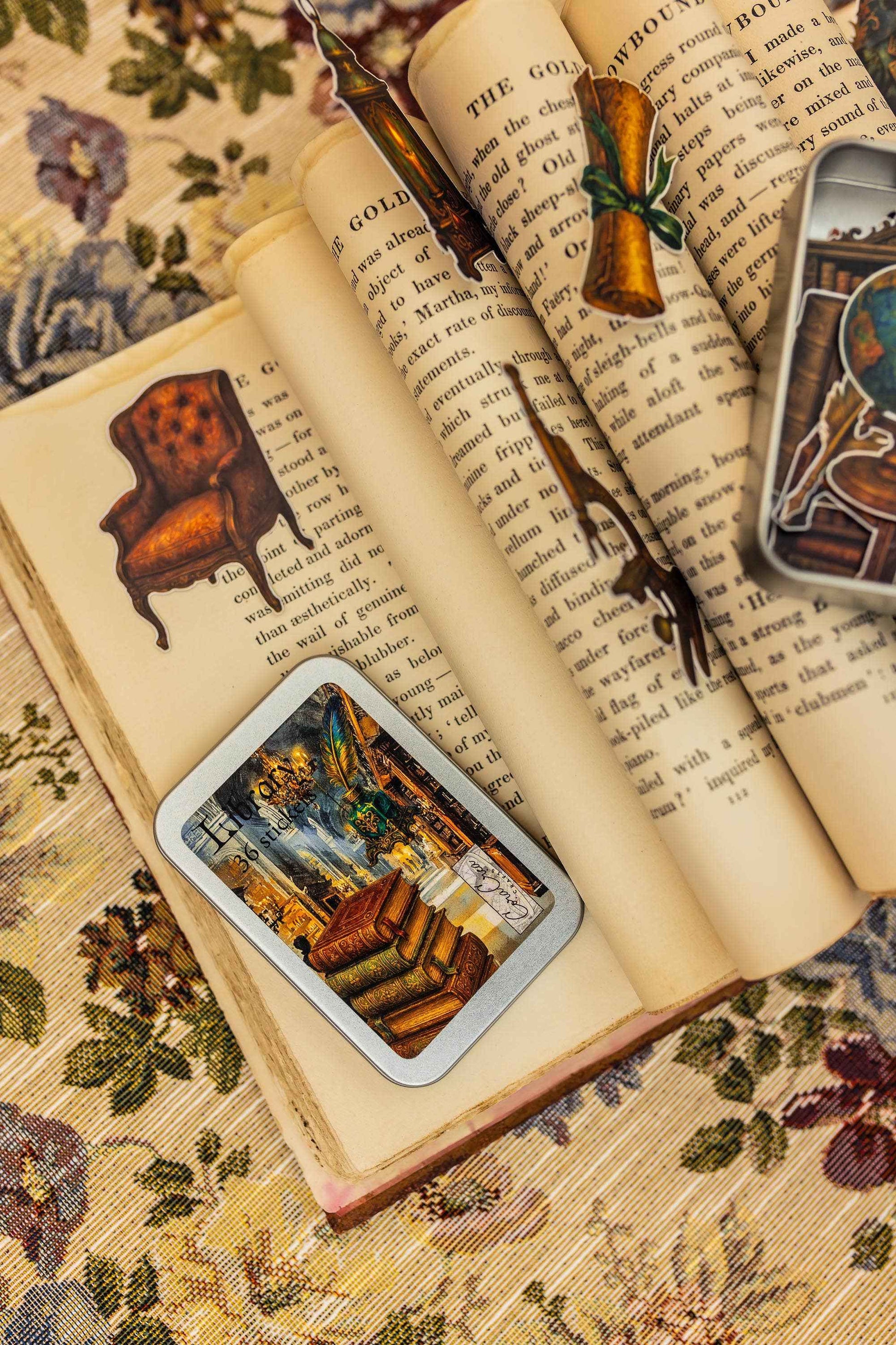 Library Sticker Tin Box