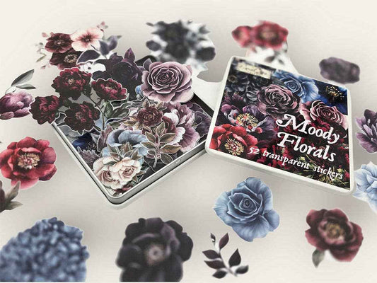 Moody Flowers Sticker Tin Box