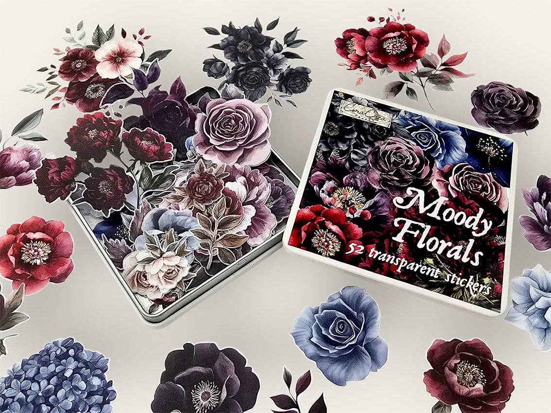 Moody Flowers Sticker Tin Box