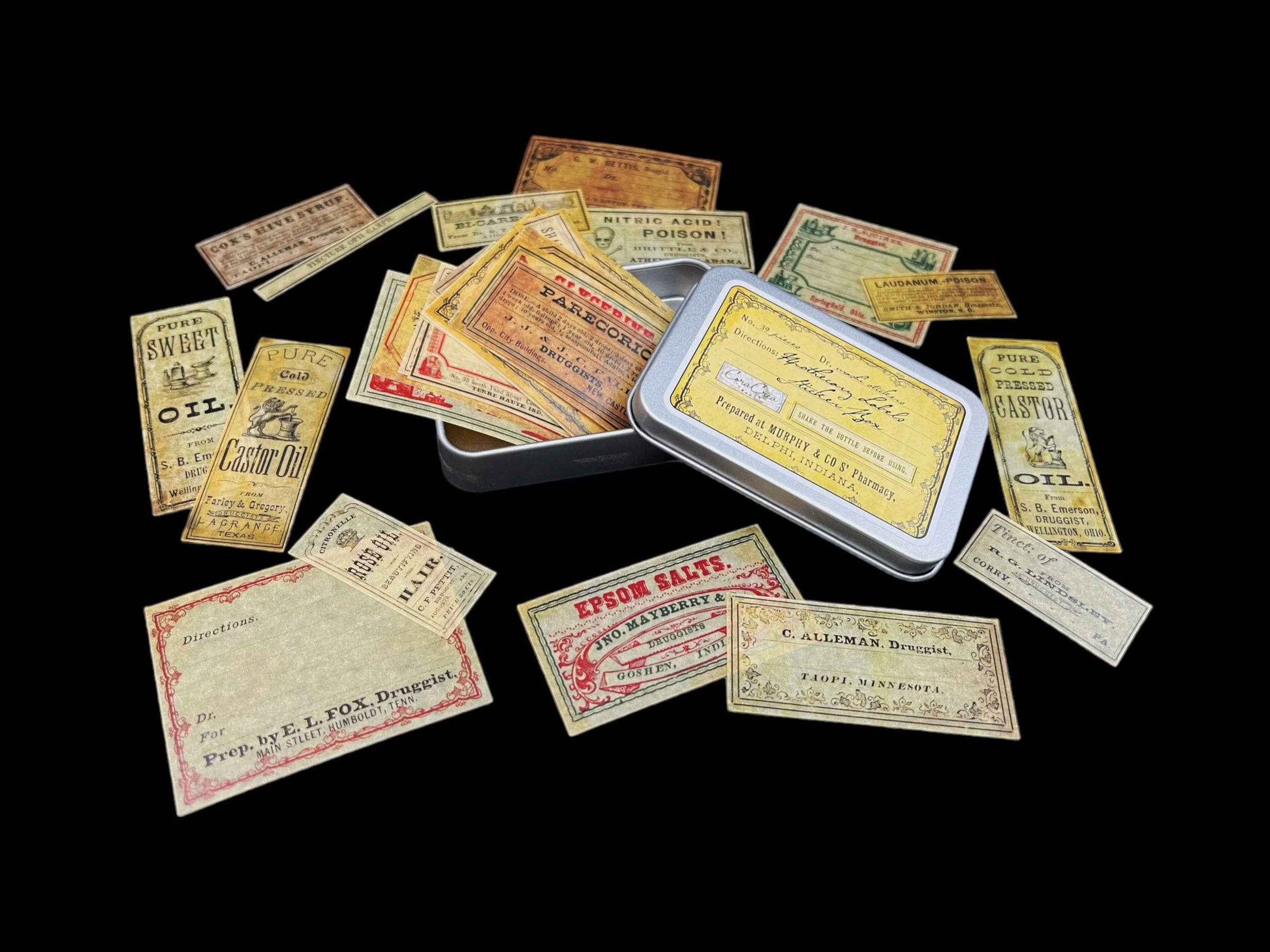 Apothecary Labels Sticker Tin