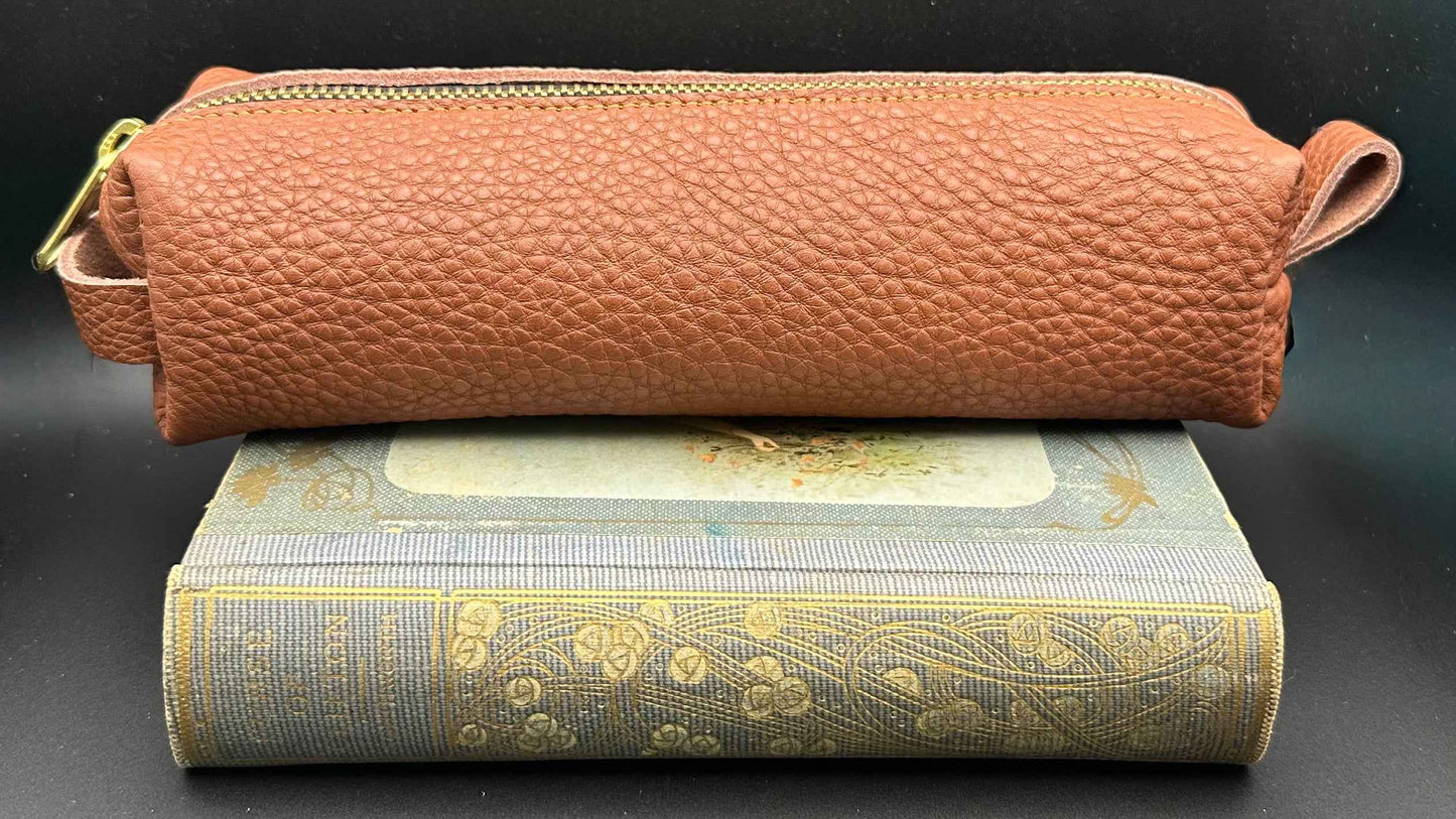 Girologio Leather Zipper Pouch - Rustic Saddle