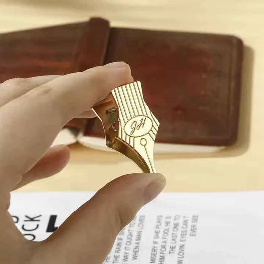 Gold Fountain Pen Nib Journal Clip