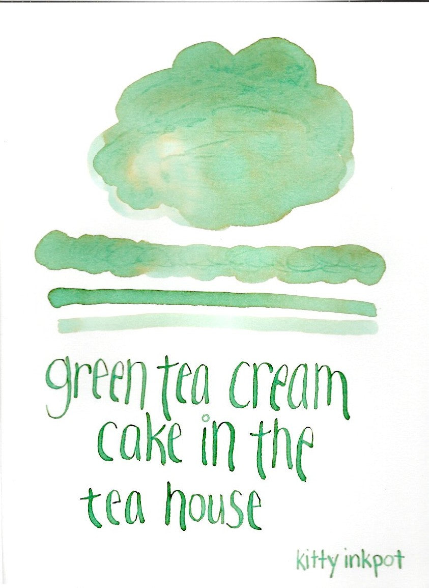 Green Tea Cream Cake in the Tea House - Kitty Inkpot Fountain Pen Ink