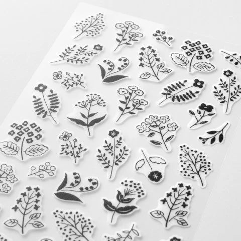 Midori Two Sheets Stickers – Monotone Flower
