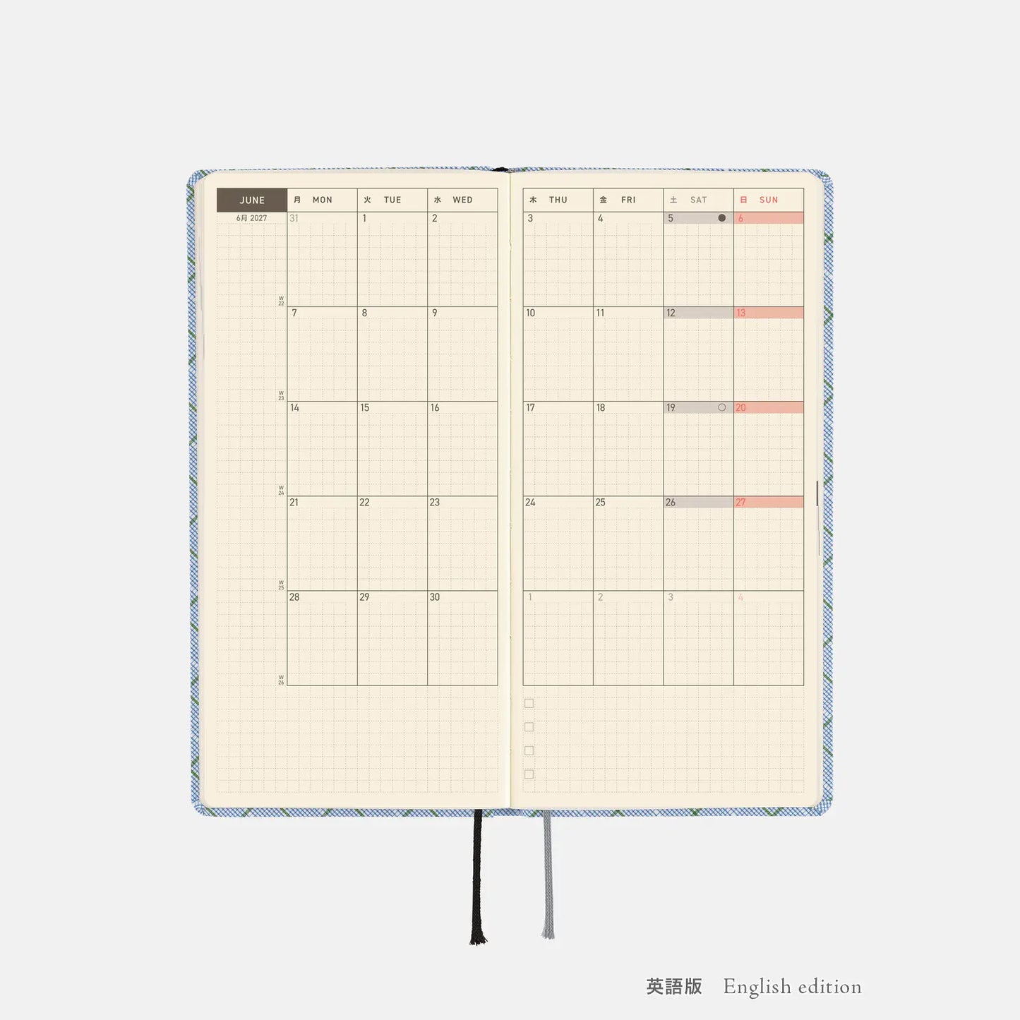 Hobonichi Techo Weeks 2027 -  Shirt Fabric: Graph Plaid