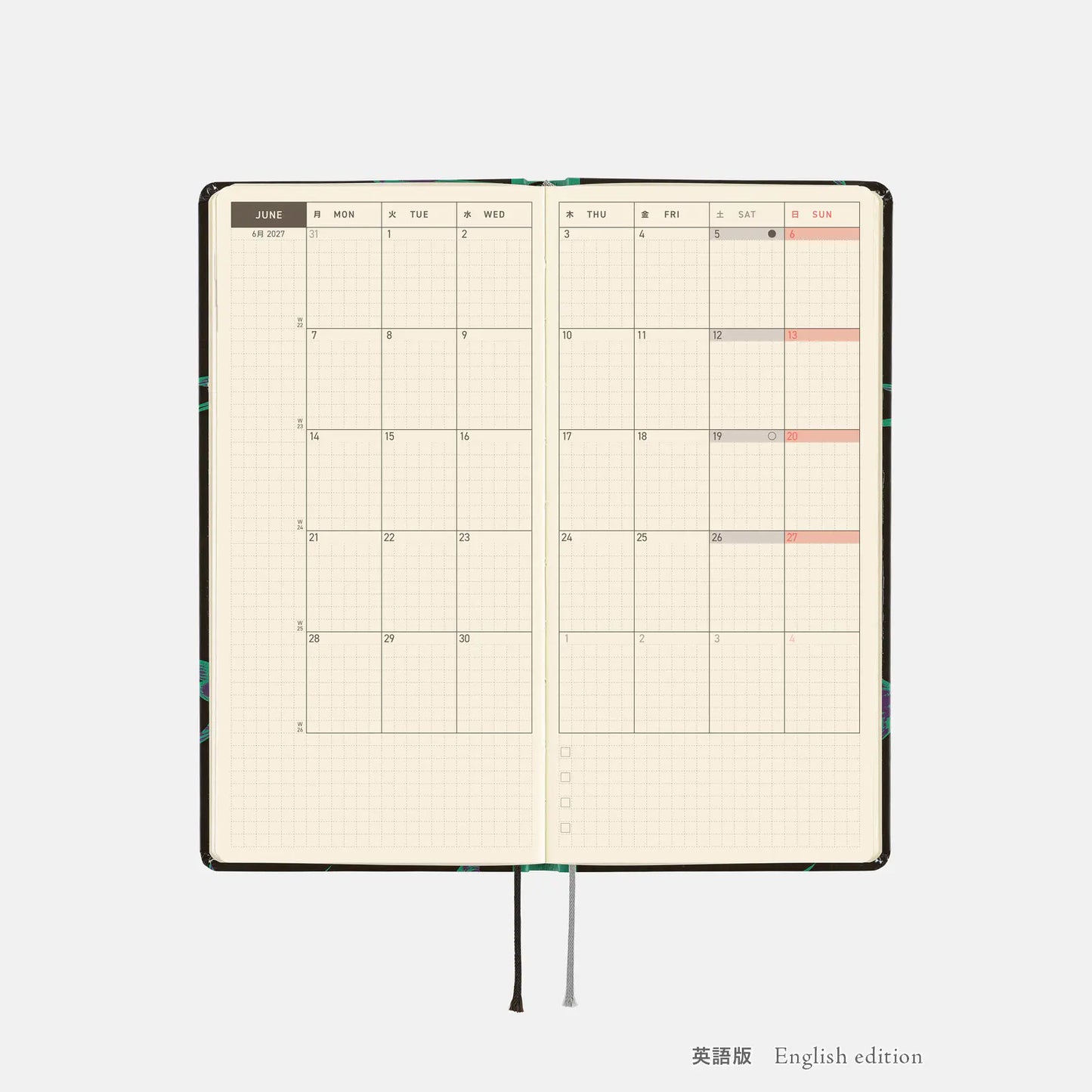 Hobonichi Techo Weeks 2027 -  Natal Design: Lucky Swallow