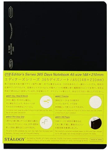 Stalogy 365 Days Notebook — A5 Black